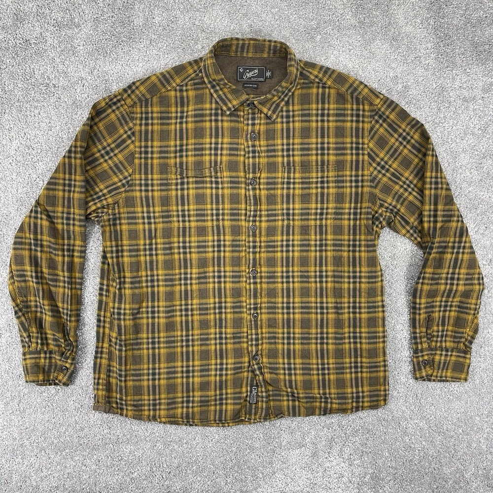 Grayers Shirt Mens Extra Large Plaid Yellow Button Down Long Sleeve